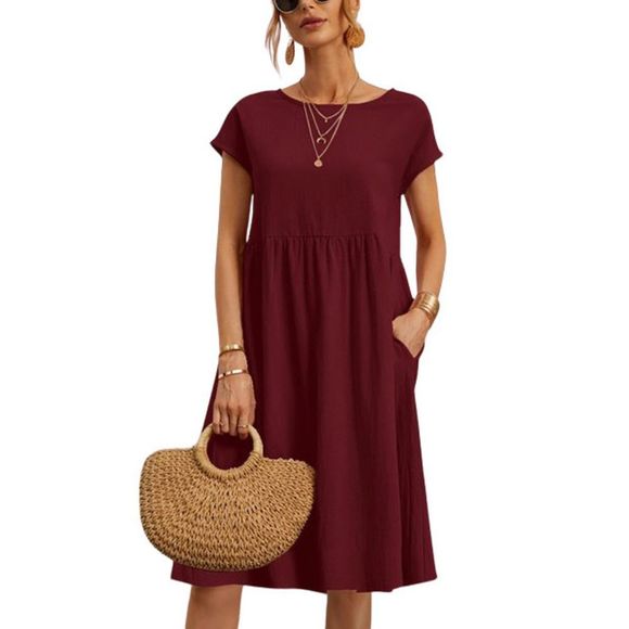 La Mode Dresses & Skirts - La Mode Redwine Pocket Shift Dress Size M